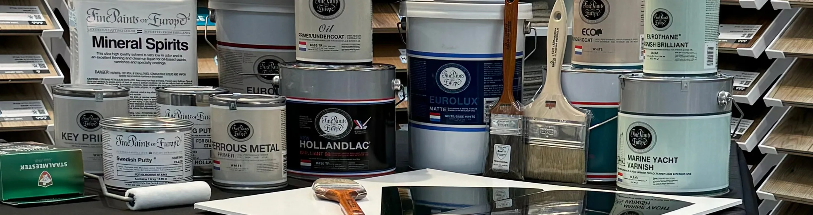 collection of paint cans